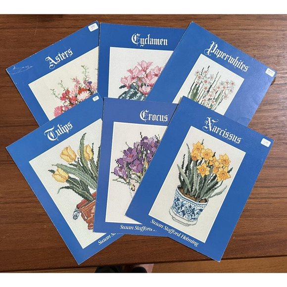6 Helmsford Designs Cross Stitch Booklets Variety of Flowers - Picture 1 of 7